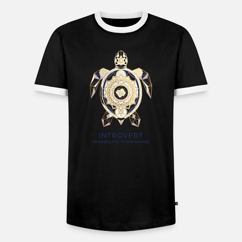 Geometric Turtle Mandala Introvert - Men's Ringer Shirt - black/white