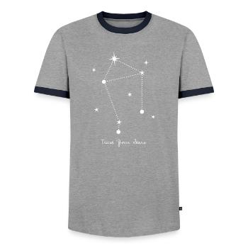 Trust Your Stars  - Men's Ringer Shirt - grey/navy  - Front - AI Model Female 172 light (172cm) & AI Model Male 178 light (178cm)