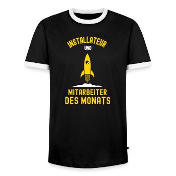 Installer Employee of the Month Installers - Men's Ringer Shirt - black/white - Front - AI Model Female 172 light (172cm) & AI Model Male 178 light (178cm)