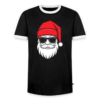 Cool Santa with beard and sunglasses - Men's Ringer Shirt - black/white - Front - AI Model Female 172 light (172cm) & AI Model Male 178 light (178cm)