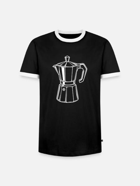 retro Espressokocher - Männer Kontrast-T-Shirt - Schwarz/Weiß