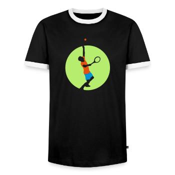 tennis_player_022013_a_3c - Men's Ringer Shirt - black/white - Front - AI Model Female 172 light (172cm) & AI Model Male 178 light (178cm)