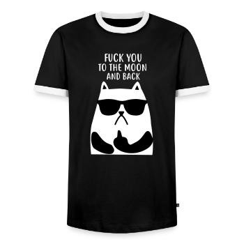 Fuck you Cat - Katzen - Katze - Kätzchen - Männer Kontrast-T-Shirt - Schwarz/Weiß - Vorne - AI Model Female 172 light (172cm) & AI Model Male 178 light (178cm)