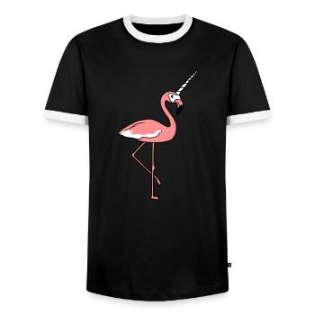 unicorn mystical rainbow horse mythical creature flami - Men's Ringer Shirt - black/white - Front - AI Model Female 172 light (172cm) & AI Model Male 178 light (178cm)