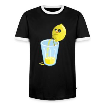 Lemon pees lemonade - Men's Ringer Shirt - black/white - Front - AI Model Female 172 light (172cm) & AI Model Male 178 light (178cm)