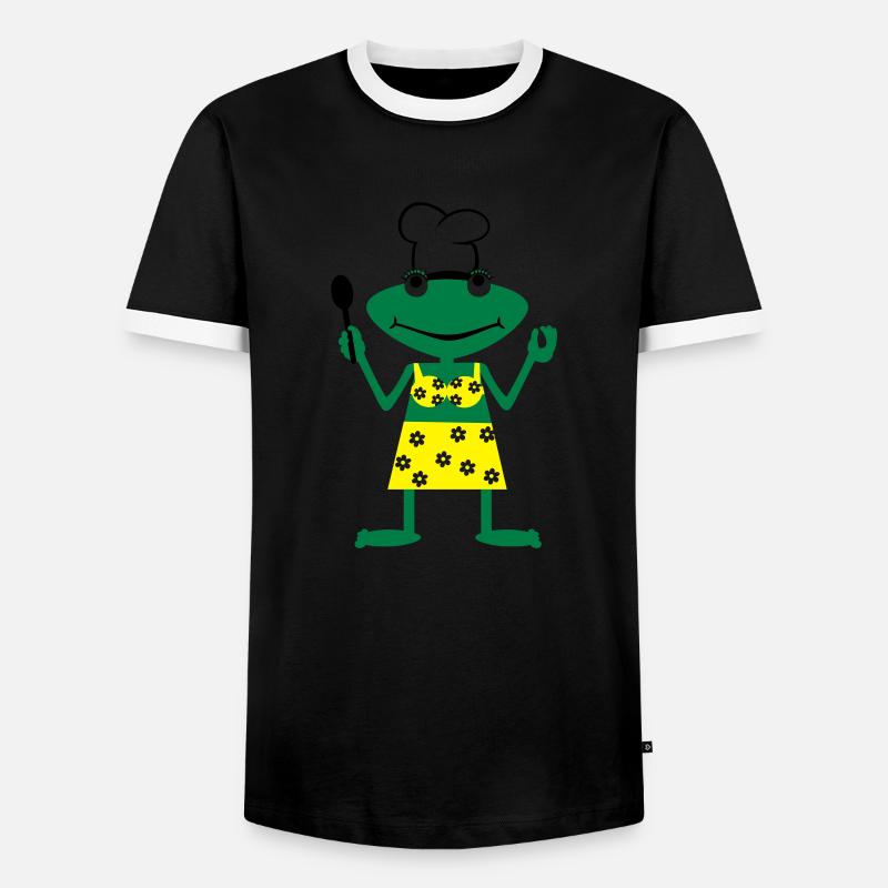 Cook frog - Männer Kontrast-T-Shirt - Schwarz/Weiß