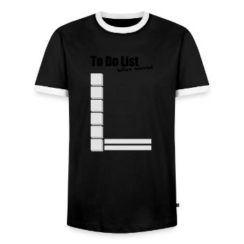 Todo - Men's Ringer Shirt - black/white - Front - AI Model Female 172 light (172cm) & AI Model Male 178 light (178cm)