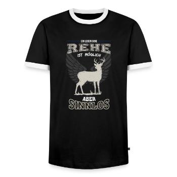 Rehe Leben sinnlos - Geschenk - Männer Kontrast-T-Shirt - Schwarz/Weiß - Vorne - AI Model Female 172 light (172cm) & AI Model Male 178 light (178cm)