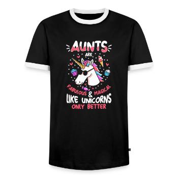 Aunts are magic are magical unicorn aunts aunt - Men's Ringer Shirt - black/white - Front - AI Model Female 172 light (172cm) & AI Model Male 178 light (178cm)