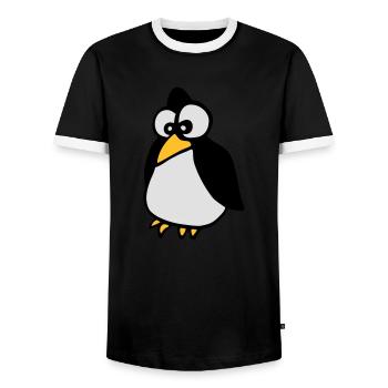 penguin - Men's Ringer Shirt - black/white - Front - AI Model Female 172 light (172cm) & AI Model Male 178 light (178cm)
