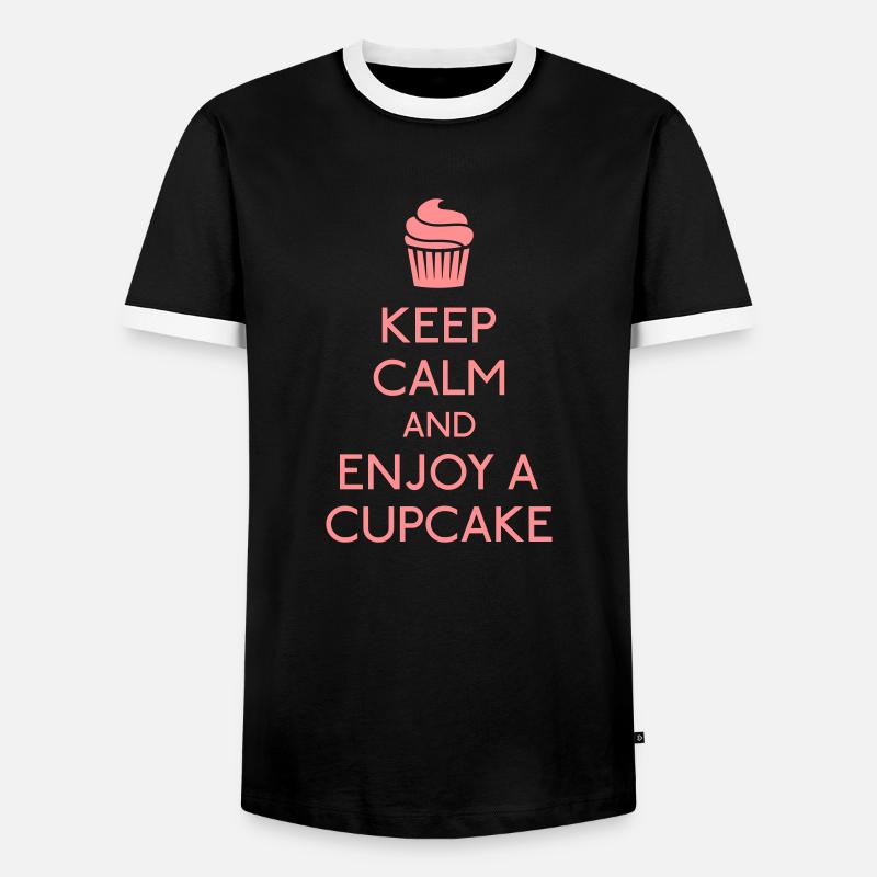 Keep Calm Cupcake - Männer Kontrast-T-Shirt - Schwarz/Weiß