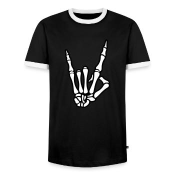 skull hand party symbol - Männer Kontrast-T-Shirt - Schwarz/Weiß - Vorne - AI Model Female 172 light (172cm) & AI Model Male 178 light (178cm)