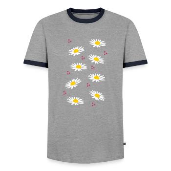 margaritas blanches - le printemps appelle - T-shirt contrasté Homme - gris/marine  - Devant - AI Model Female 172 light (172cm) & AI Model Male 178 light (178cm)