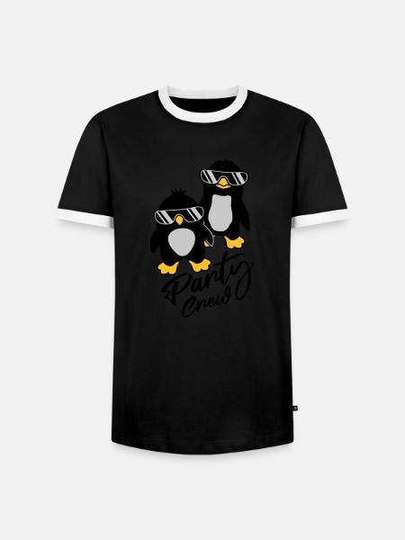 Party Crew Penguin Friends - Men's Ringer Shirt - black/white
