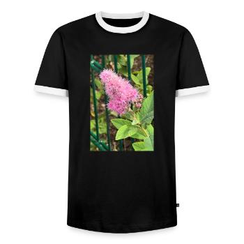 Pink Flower - Men's Ringer Shirt - black/white - Front - AI Model Female 172 light (172cm) & AI Model Male 178 light (178cm)