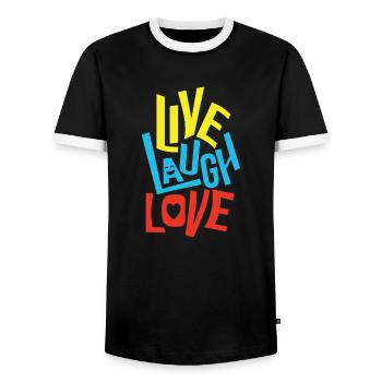 Live Laugh Love - Männer Kontrast-T-Shirt - Schwarz/Weiß - Vorne - AI Model Female 172 light (172cm) & AI Model Male 178 light (178cm)