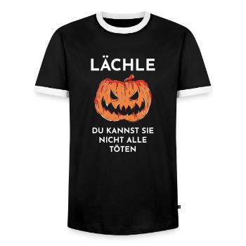 Halloween Kürbis witziger Spruch - Männer Kontrast-T-Shirt - Schwarz/Weiß - Vorne - AI Model Female 172 light (172cm) & AI Model Male 178 light (178cm)