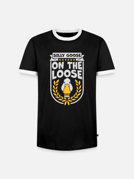 goose on the loose - Men's Ringer Shirt - black/white