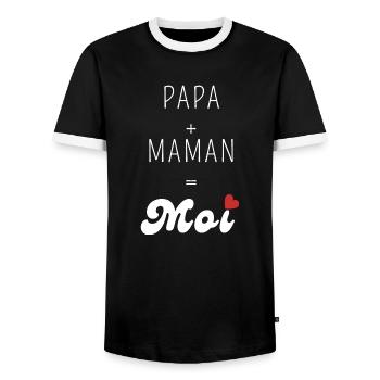 Papa plus maman égal moi - T-shirt contrasté Homme - noir/blanc - Devant - AI Model Female 172 light (172cm) & AI Model Male 178 light (178cm)
