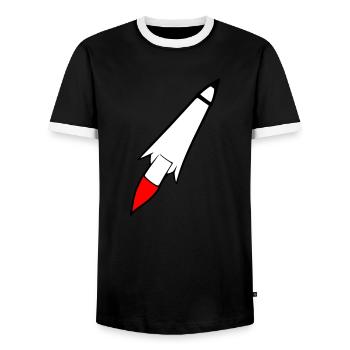 Vecteur de vol spatial spatial de fusée spatiale - T-shirt contrasté Homme - noir/blanc - Devant - AI Model Female 172 light (172cm) & AI Model Male 178 light (178cm)