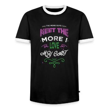 kitty avogato joke sayings cat flag tshirts - Männer Kontrast-T-Shirt - Schwarz/Weiß - Vorne - AI Model Female 172 light (172cm) & AI Model Male 178 light (178cm)