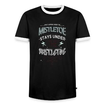 quote funny Christmas tree dork - Men's Ringer Shirt - black/white - Front - AI Model Female 172 light (172cm) & AI Model Male 178 light (178cm)