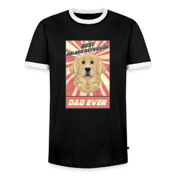 Meilleur père Golden Retriever Ever I Golden Retriever - T-shirt contrasté Homme - noir/blanc - Devant - AI Model Female 172 light (172cm) & AI Model Male 178 light (178cm)