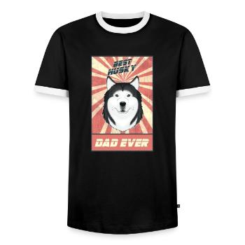 Meilleur papa Husky Sibérien Jamais I Husky Lover - T-shirt contrasté Homme - noir/blanc - Devant - AI Model Female 172 light (172cm) & AI Model Male 178 light (178cm)