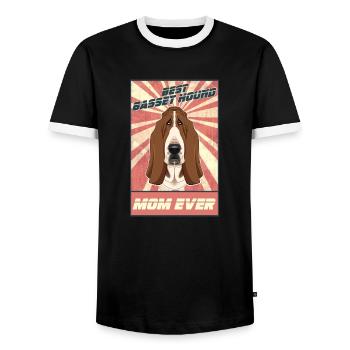 Meilleur Basset Hound Mom Ever I Basset Lover - T-shirt contrasté Homme - noir/blanc - Devant - AI Model Female 172 light (172cm) & AI Model Male 178 light (178cm)
