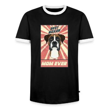 Best Boxer Mom Ever I Boxer Lover - Men's Ringer Shirt - black/white - Front - AI Model Female 172 light (172cm) & AI Model Male 178 light (178cm)