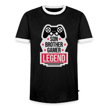 son brother gamer legend - Männer Kontrast-T-Shirt - Schwarz/Weiß - Vorne - AI Model Female 172 light (172cm) & AI Model Male 178 light (178cm)