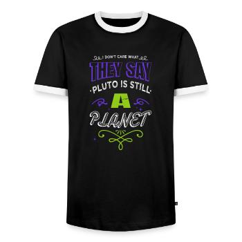 funny quote celestial physics astronomy gifts - Men's Ringer Shirt - black/white - Front - AI Model Female 172 light (172cm) & AI Model Male 178 light (178cm)