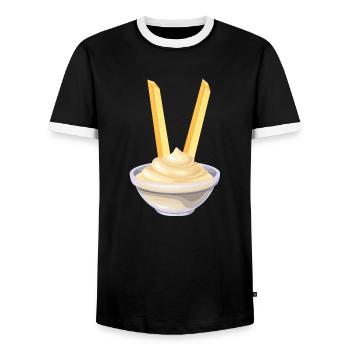 Leckere Mayonnaise | Mayo mit Pommes | Lustig - Männer Kontrast-T-Shirt - Schwarz/Weiß - Vorne - AI Model Female 172 light (172cm) & AI Model Male 178 light (178cm)