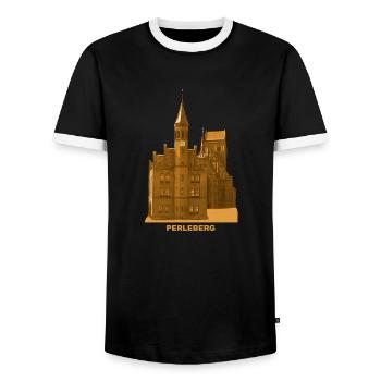 Perleberg Roland Town Hall Prignitz Brandenburg - Men's Ringer Shirt - black/white - Front - AI Model Female 172 light (172cm) & AI Model Male 178 light (178cm)