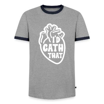 Kardiologie Krankenschwester Kardiologe - Männer Kontrast-T-Shirt - Grau/Navy  - Vorne - AI Model Female 172 light (172cm) & AI Model Male 178 light (178cm)
