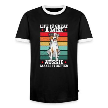 Berger australien miniature - T-shirt contrasté Homme - noir/blanc - Devant - AI Model Female 172 light (172cm) & AI Model Male 178 light (178cm)