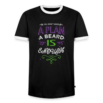 Chubby Bear Coach Beard Beard Fear Harden Gift - Men's Ringer Shirt - black/white - Front - AI Model Female 172 light (172cm) & AI Model Male 178 light (178cm)