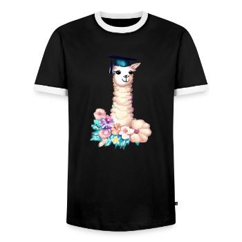 Bachelor Alpaga Studies Graduate School Leaving Certificate - T-shirt contrasté Homme - noir/blanc - Devant - AI Model Female 172 light (172cm) & AI Model Male 178 light (178cm)