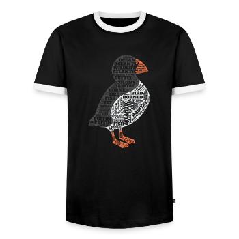 puffin puffin auke birds Lunde - Men's Ringer Shirt - black/white - Front - AI Model Female 172 light (172cm) & AI Model Male 178 light (178cm)