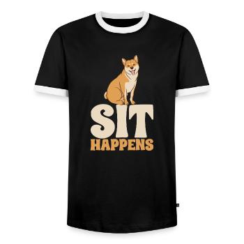 Pet Sitting Cat Dog Pet Sitter - Men's Ringer Shirt - black/white - Front - AI Model Female 172 light (172cm) & AI Model Male 178 light (178cm)