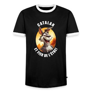 Catalan et fier de l'être - T-shirt contrasté Homme - noir/blanc - Devant - AI Model Female 172 light (172cm) & AI Model Male 178 light (178cm)