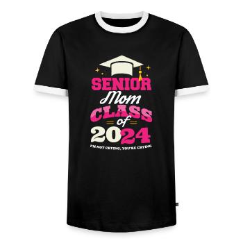 Senior Mom Class of 2024 Proud Mama Funny - Men's Ringer Shirt - black/white - Front - AI Model Female 172 light (172cm) & AI Model Male 178 light (178cm)