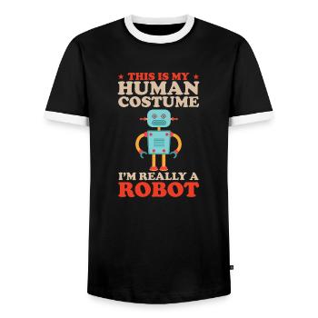 Human Costume I'm A Robot Robotics Engineer Droid - Men's Ringer Shirt - black/white - Front - AI Model Female 172 light (172cm) & AI Model Male 178 light (178cm)