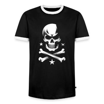 Piraten-Totenkopf - Männer Kontrast-T-Shirt - Schwarz/Weiß - Vorne - AI Model Female 172 light (172cm) & AI Model Male 178 light (178cm)