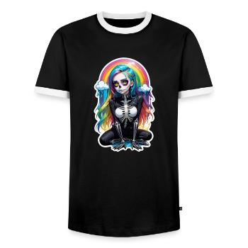 Halloween - Rock & Rainbow - Men's Ringer Shirt - black/white - Front - AI Model Female 172 light (172cm) & AI Model Male 178 light (178cm)
