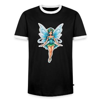 Fairy Fantasy Illustration - Men's Ringer Shirt - black/white - Front - AI Model Female 172 light (172cm) & AI Model Male 178 light (178cm)