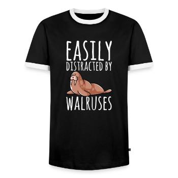 Walrus - Men's Ringer Shirt - black/white - Front - AI Model Female 172 light (172cm) & AI Model Male 178 light (178cm)