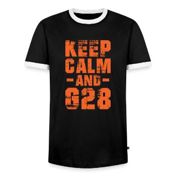 Keep Calm And CNC Machinist Engineer - Men's Ringer Shirt - black/white - Front - AI Model Female 172 light (172cm) & AI Model Male 178 light (178cm)