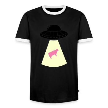 ufo kuh - Männer Kontrast-T-Shirt - Schwarz/Weiß - Vorne - AI Model Female 172 light (172cm) & AI Model Male 178 light (178cm)
