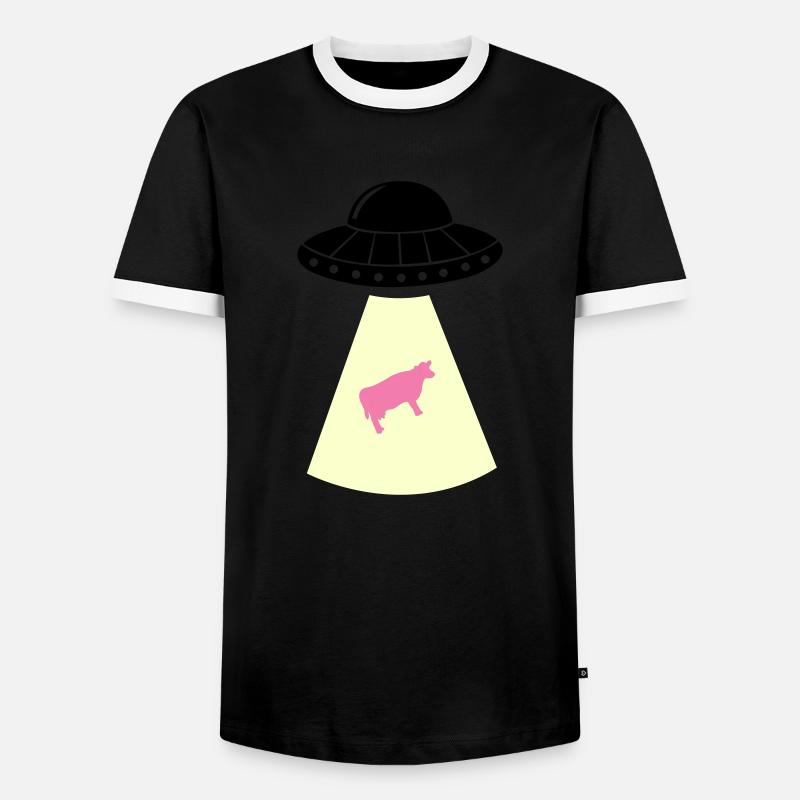 ufo kuh - Männer Kontrast-T-Shirt - Schwarz/Weiß